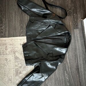 Black Cropped Leather Jacket